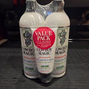 Cowboy Magic Concentrated 4 oz Detangler & 32 oz Shine Shampoo & Conditioner NEW